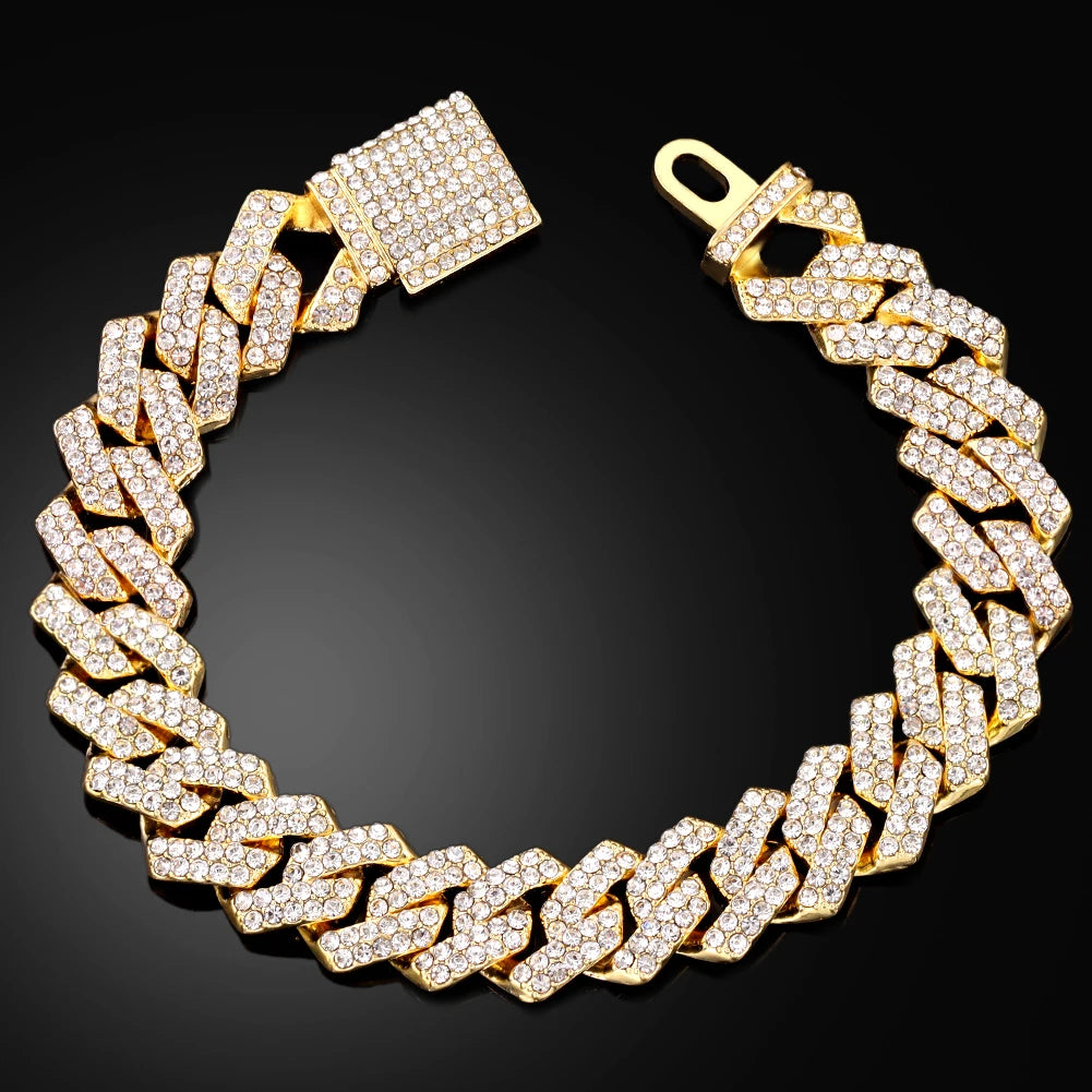 14MM - CUBAN SIDE BRACELET GOLD